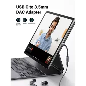 Câble adaptateur audio Ugreen USB C vers 3,5 mm de 10 cm avec revêtement en nylon tressé, corps en alliage d'aluminium, bleu, pour téléphones mobiles et ordinateurs portables - Product Image 4