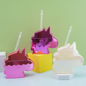 2023 10oz New Style Hot Selling 300 <strong>ml</strong> Plastic <strong>unicorn</strong> Cup <strong>unicorn</strong> Shape Plastic <strong>Bottle</strong> Drink Cups With Straw Kid Plastic Cup - Product Image 4