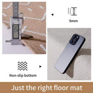 Tapis d'extérieur Porter à motif géométrique antidérapant en polyester et coton marron, tapis carré pour patio, pique-nique, barbecue, chambre à coucher - Product Image 4