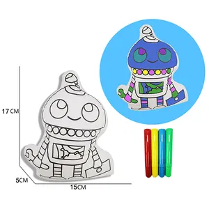 Wholesale Doodle Dinosaur Robot Cat Owl Clown Color Craft Washable Gift Set Painting Craft Kit Stuffed Animal Toys