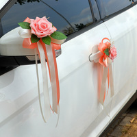 Hochzeitsauto-Schleife Rückspiegel-Dekoration Künstliche Blumen Stoff-Dekor Türgriff-Bindeband Rosen-Kutsche Girlande Blumenstrauß Band Muttertag