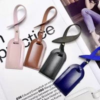 Étiquette de bagage anti-perte en cuir PU pas cher, personnalisée avec logo estampé or, mini format avion, petite taille