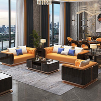 Ensemble de canapés Chesterfield en cuir italien de luxe-Design modulaire moderne et durable Yishangsen YSS pour villa et chambre à coucher
