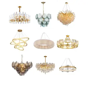Mall Villa lampu gantung kristal liontin emas terang desainer Vintage kontemporer tinggi bahan sederhana Maroko kantor Putih Hitam