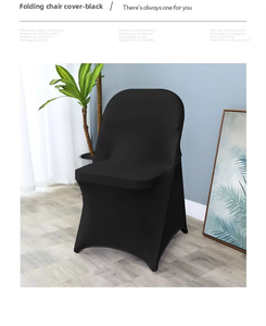 <span class=keywords><strong>Housse</strong></span> <span class=keywords><strong>de</strong></span> <span class=keywords><strong>chaise</strong></span> pliable en polyester blanche et noire, lavable en machine, extensible en spandex, pour événements <span class=keywords><strong>de</strong></span> <span class=keywords><strong>mariage</strong></span> et banquets, vente en gros - Product Image 2