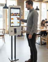 Quiosco de autoservicio con pantalla táctil todo en uno de 21.5'' para registro en hoteles, con carga de teléfonos móviles, escáner de códigos QR e impresora