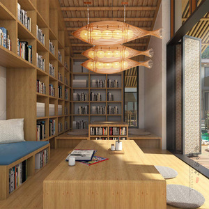 Bamboo Fish Shaped Pendant Lamp Oval E27 LED Light Source For Restaurant Hotel Guesthouse Lighting - Product Image 3