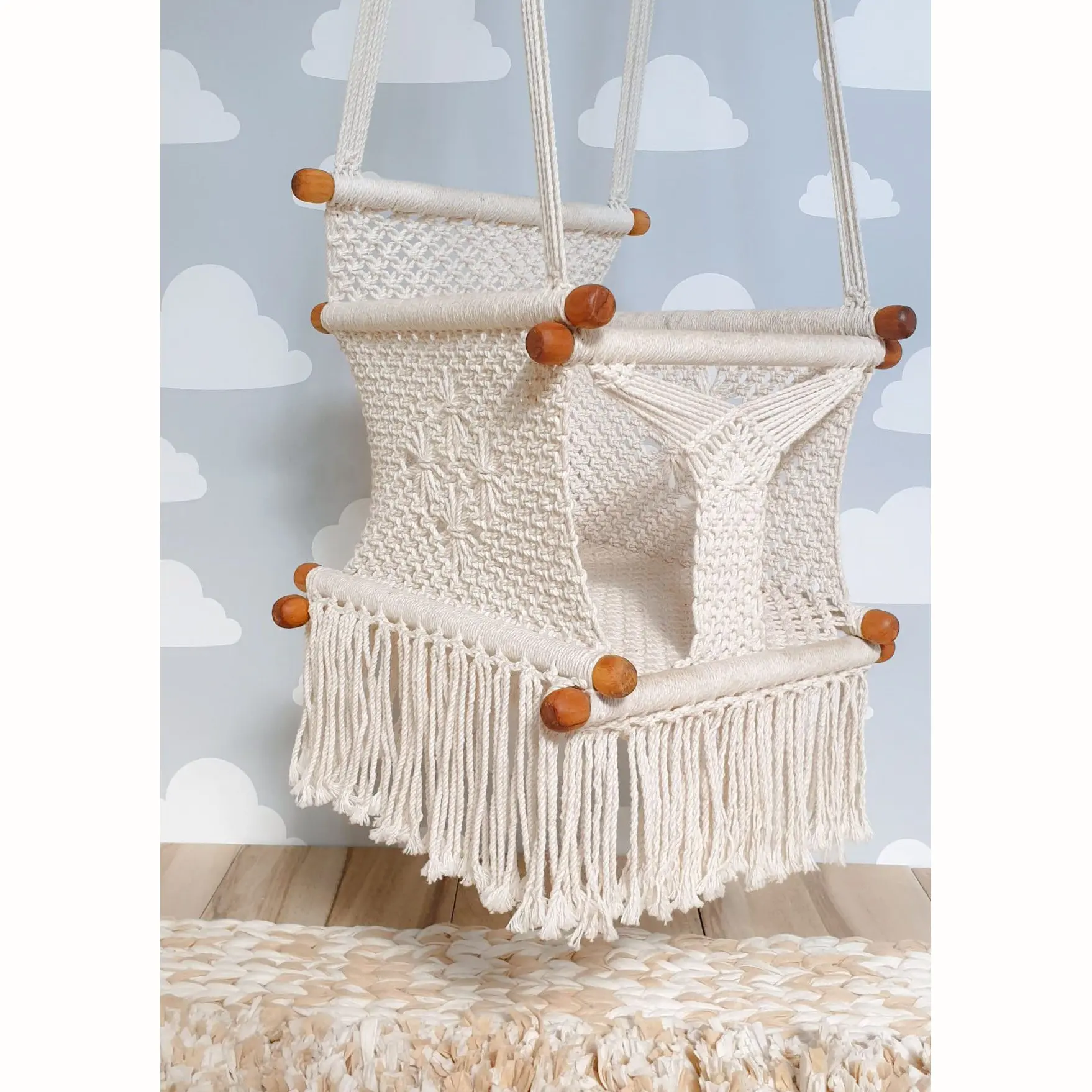 Manufacture Beautiful DIY handcrafted cotton macrame swinging chairs for kids made in Vietnam