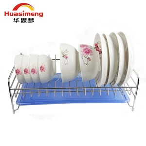 Single Layer Stainless Steel Dish Rack With Tray Quick Dry Kitchen Storage Square Shape PP Material - Product Image 3