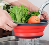 2 Paket Peralatan Dapur Silikon Keranjang Lipat untuk Menyimpan Sayuran / Buah