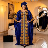 Nouveautés H&D S11060-1 : Robes longues décontractées en Bazin Riche brodé avec strass pour femmes, style africain