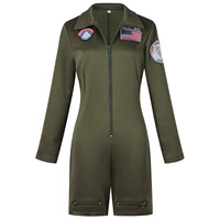 Nouvelle combinaison de pilote transfrontalière pour adulte, uniforme vert, combinaison de cosplay pour Halloween, performance scénique, unisexe, polyester, manches longues