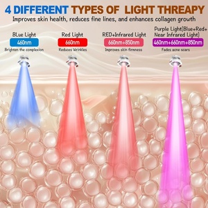 Masque facial LED infrarouge en silicone à 4 lumières différentes pour la thérapie par la lumière, masque anti-âge complet 4 dimensions à lumière rouge - Product Image 3