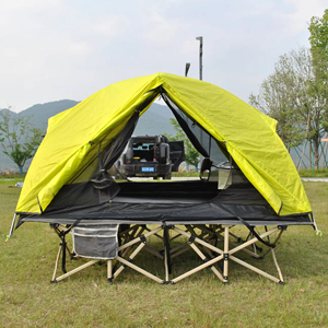 Tente de camping ultralégère et respirante à double couche pour 2 personnes, avec lit de camp et équipement de vélo, idéale pour l'été - Product Image 3
