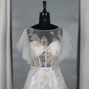 최신 디자인 자수 레이스 라인 웨딩 드레스 신부 가운 우아한 웨딩 드레스 가운 여성 웨딩 - Product Image 4