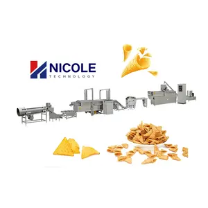 Fichas de pelugem para fabricação de chips doritos, máquina de processamento de extrusora de parafuso duplo para alimentos friados