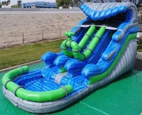 Toboggan gonflable à double voie pour jardin extérieur avec piscine
