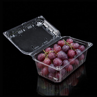 Aanpasbare logo food grade PET fruitdoos met scharnierend deksel, anti-condens, groothandel voor rechtstreekse verkoop vanaf de boerderij & catering