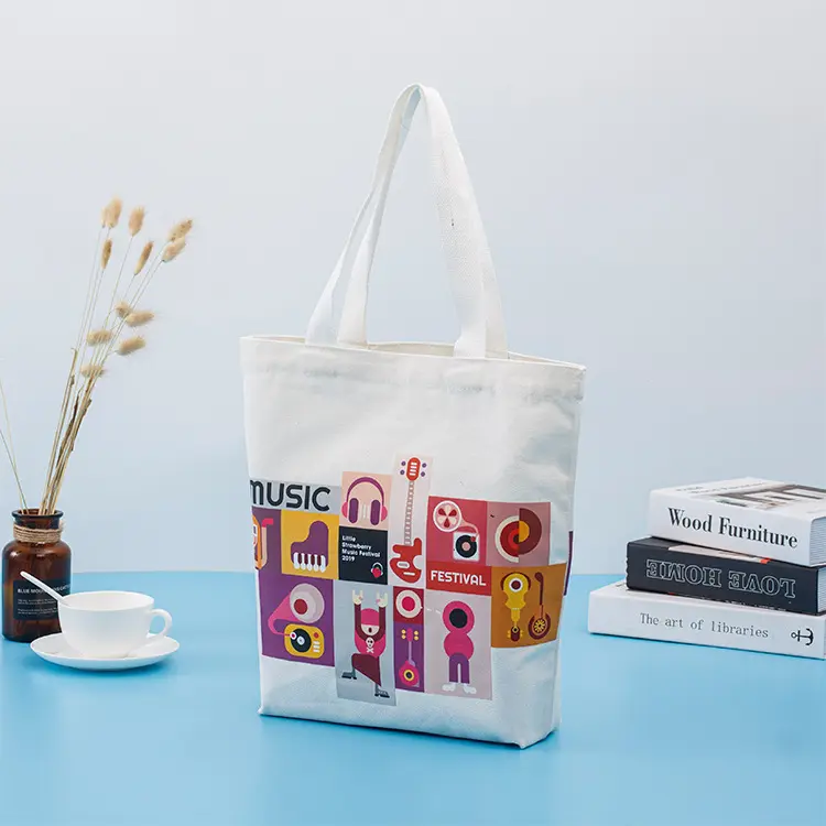 Promotional Eco-Friendly Custom Cotton Canvas Shopping Tote Bag With Printed Logo