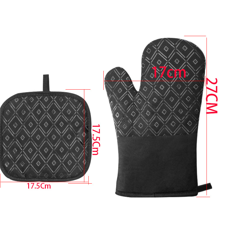 Gant et tapis en silicone noir en forme de losange de 27 cm