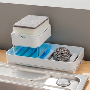 Foldable ABS <b>Dish</b> Soap Dispenser and Sponge Holder Bathroom Organizer Storage <b>Rack</b> for Sink <b>Dish</b> Washing - Product Image 2