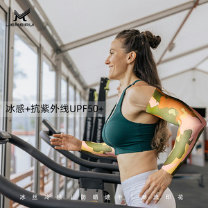 Manchons de bras rafraîchissants Jiemeirui imprimés, tailles M et L, protection solaire UPF50+, pour sports de plein air - Product Image 1