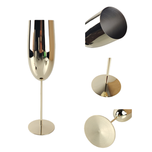 9oz Unbreakable Silver/Gold/Rose Gold/Black Elegant Stainless Steel <strong>Champagne</strong> <strong>Flutes</strong> for Wedding Anniversary Christmas - Product Image 3