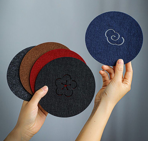 Xinrunjin Chinese Zen Felt Coaster Set Absorbent Heat Resistant Tea Coffee Cup Mat Creative Hollow Design Kettle Tray Pad - Product Image 5