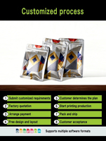 Sacs en aluminium réutilisables personnalisés imprimés, sachets refermables de qualité alimentaire, pochettes à fond plat en aluminium pour le thé