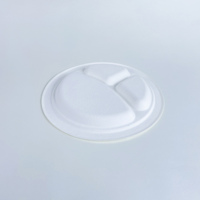 Assiette personnalisable de 9 pouces à 3 compartiments, résistante à la graisse et à l'eau, écologique, en papier recyclé et bagasse de canne à sucre, pour les fêtes