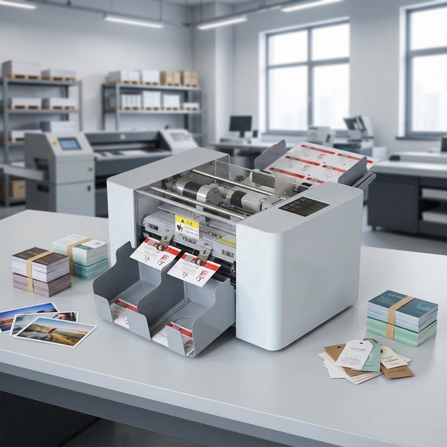 Business Card Cutter Machine A4 Visiting Card Cutter Machine Automatic Feeder 85-95mm Adjustable Width Printing Shop