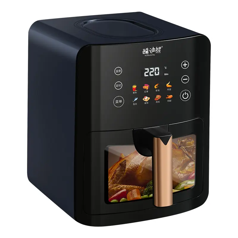 Venta caliente Popular 6L Freidora de aire Cocina silenciosa con ventana de cocina Freidora de aire con pantalla táctil digital