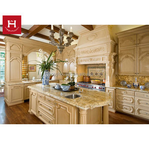 HAPPY HOUSES American European <strong>Kitchen</strong> Classic Luxury Solid Wooden <strong>Kitchen</strong> Cabinets with Island Table Full <strong>Kitchen</strong> for Villa - Product Image 3