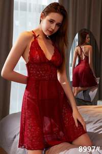 Traje Erótico <span class=keywords><strong>de</strong></span> una Pieza <span class=keywords><strong>de</strong></span> Encaje Transparente con Escote Profundo en V para Mujer, Realza el Busto Pequeño - Product Image 6