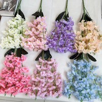 Composition florale artificielle réaliste en soie à 5 branches de fleurs de cerisier, faite à la main, pour mariage, fête des Mères, décoration intérieure moderne
