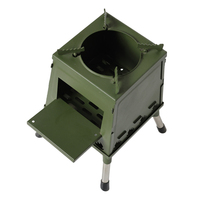 Réchaud de camping pliable en acier au carbone vert pour charbon et bois, avec sac de rangement pour les aventures