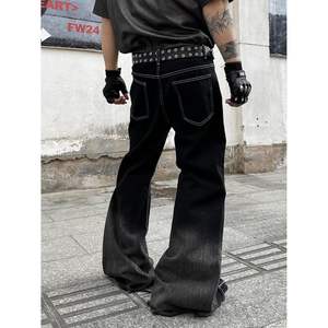 2025 hommes rétro Y2K pantalon délavé taille moyenne évasé cloche bas jean avec sutures irrégulières 60s 70s Disco pantalon Style - Product Image 2