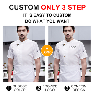 Ropa de cocinero de algodón y poliéster con bolsillo en el brazo, uniforme de <span class=keywords><strong>Pizza</strong></span> para restaurante de Hotel, ropa de cocina de trabajo, chaqueta personalizada de Chef negra - Product Image 4