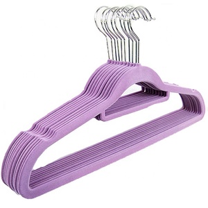 Prix usine en gros poids léger fente antidérapante multi-fonctionnel en plastique flocage porte-manteau cravate cintre velours cintre - Product Image 5