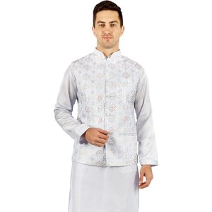 Triloki Wrinkle-Free 3-Piece <b>Set</b> <b>Men's</b> Cotton Ethnic Indian Pakistani Traditional Wear Diwali Puja Outfit Kurta <b>Pajama</b> Waistcoat - Product Image 2