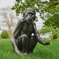 Sculpture de singe assis grandeur nature en fibre de verre et bronze sculpté, couleur personnalisée, pour décoration de jardin extérieur moderne, BringFine, garantie 3 ans