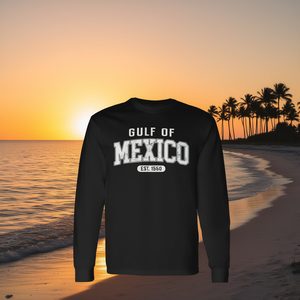 T-shirt a maniche lunghe Gulf of Mexico Est 1550 Design retrò vintage serigrafato unisex per adulti - Product Image 3