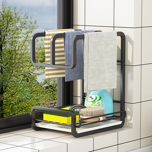 Étagère de rangement en métal pour essuie-mains, installation facile, durable, avec drainage ventilé, double couche, support suspendu pour comptoir de <span class=keywords><strong>cuisine</strong></span> - Product Image 1