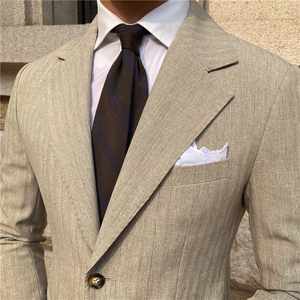 Nouveau <span class=keywords><strong>Costume</strong></span> Coréen Décontracté Rayé 2026 pour <span class=keywords><strong>Homme</strong></span> – Style Business Décontracté, Coupe <span class=keywords><strong>Slim</strong></span>, Simple Boutonnage, 2 Pièces - Product Image 4