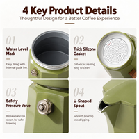 Cafetière Moka Kingze 100 ml à double valve, pour cuisinière, expresso italien, en aluminium, pour la maison, le bureau et le camping