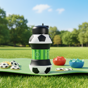 2026 World Wholesale Eco-Friendly Leak Proof Straw Silicone <strong>Football</strong> <strong>Water</strong> <strong>Bottle</strong> Collapsible Kids <strong>Water</strong> Cup Camping Outdoor - Product Image 3