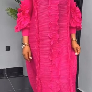 เดรสยาวทรงพลีท Miyake แขนทรงกลีบดอกไม้ ยืดหยุ่นได้ดี เอวธรรมชาติ ผลิตตามแบบ ODM ผ้าโพลีเอสเตอร์ 100% คุณภาพสูง ปี 2025 - Product Image 2