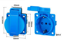 Stopkontak Ekstensi Industri Italia Tahan Air IP54 10A 2 Outlet CE Bahan PA Biru