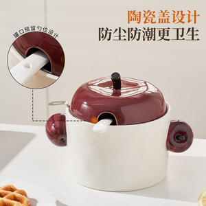 Tarro de aceite de cerámica con tapa, tamaño M, botella de almacenamiento de cocina duradera para aceite de cocina y condimentos - Product Image 3