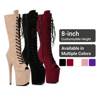 Bottes de pole dance personnalisées en daim noir à lacets et fermeture éclair, talons hauts de 8 pouces, plateforme haute, chaussures de danse exotique d'automne